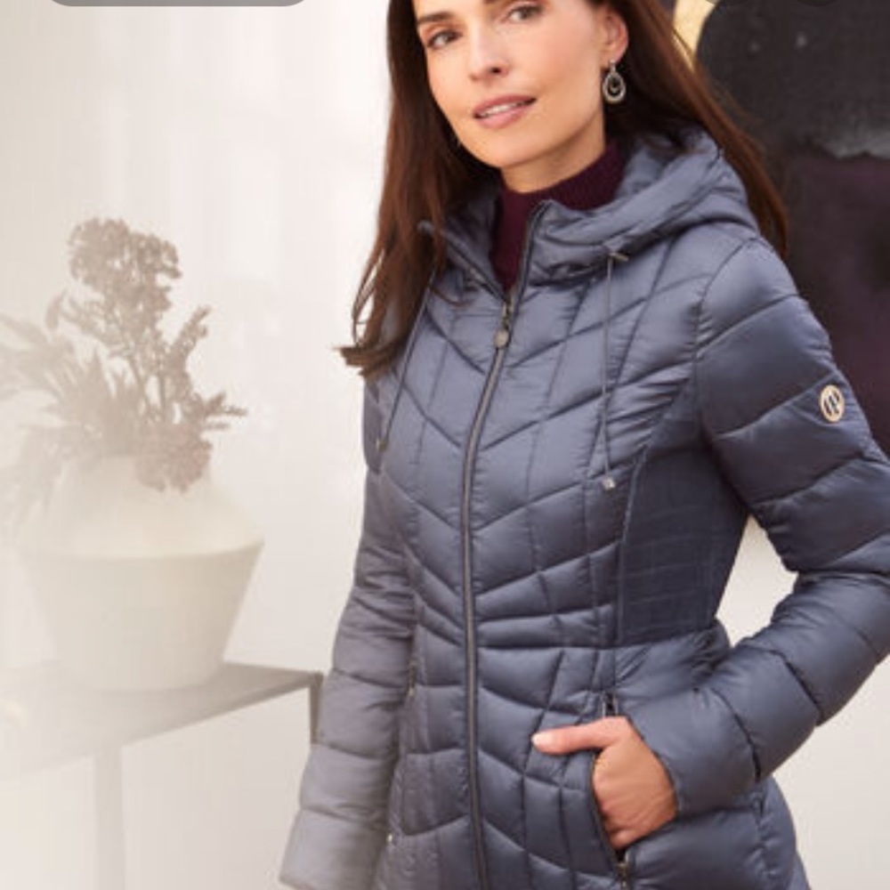 Deep blue Bernardo puffer coat